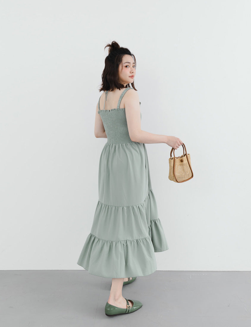 Ruffle Trim Smocked Tiered Plus Size Maxi Dress