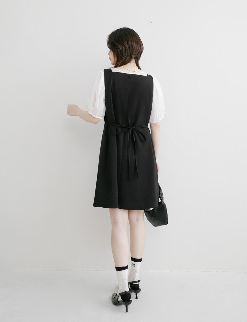 MISS. Structured Lightweight Square Neck Tailored Plus Size Mini Dress