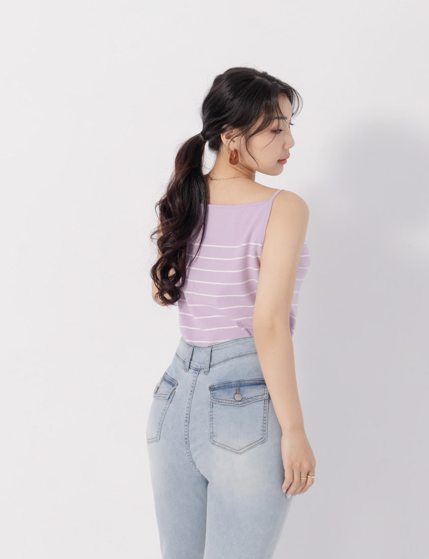 MISS. Versatile Soft Skin Stripe Knit Plus Size Tank Top