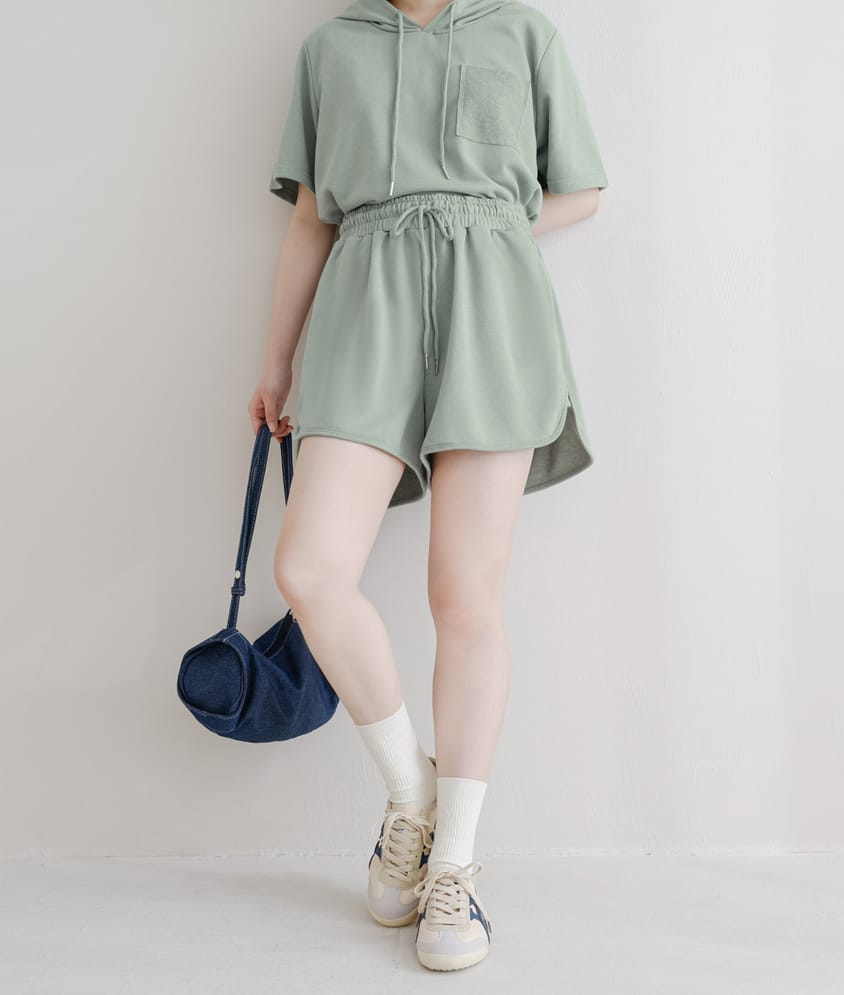 MISS. Casual Slit Drawstring Plus Size Shorts