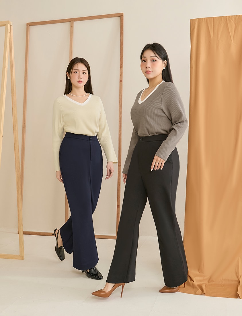 MISS. Faux Two Piece Ribbed Knit Plus Size Long Sleeve Top