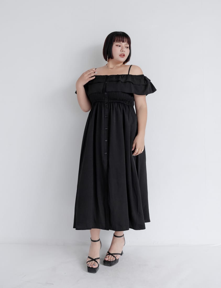 MUA! Ruffle Button Front Plus Size Maxi Dress
