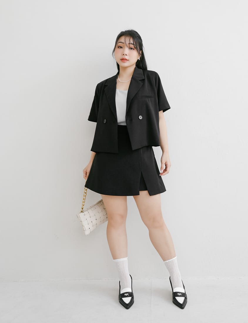 MISS. Structured Lightweight A-line Slit Plus Size Tailored Skirt (With Short)