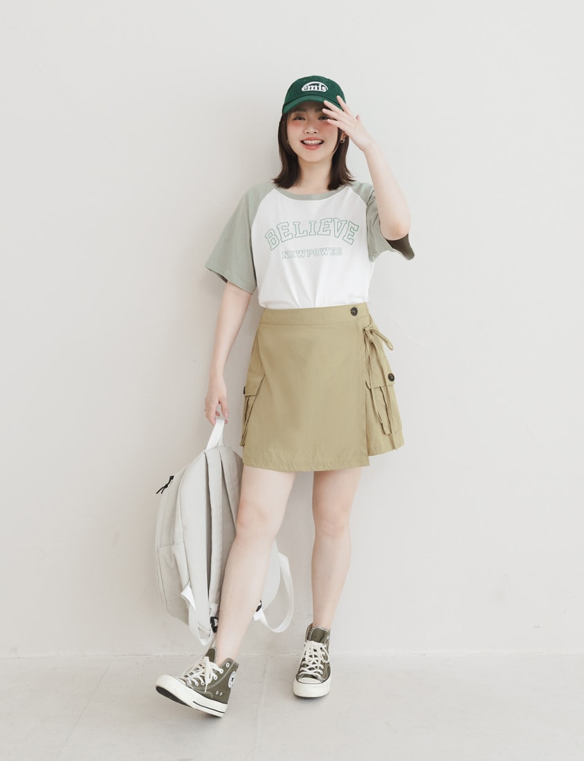 Sweet Crew Neck Colorblock Lettering Plus Size Tee