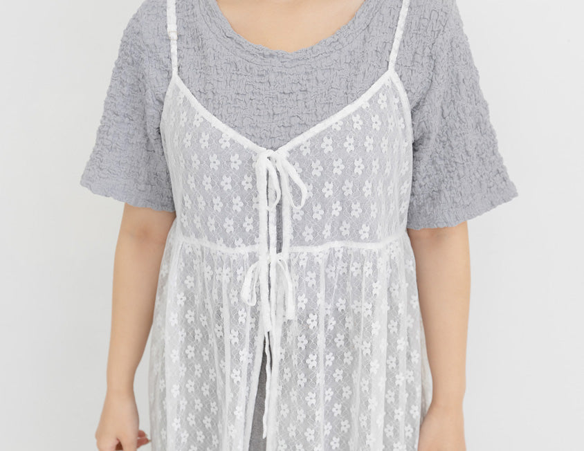 Japanese Style Wrinkled Textured Versatile Plus Size Crew Neck Top