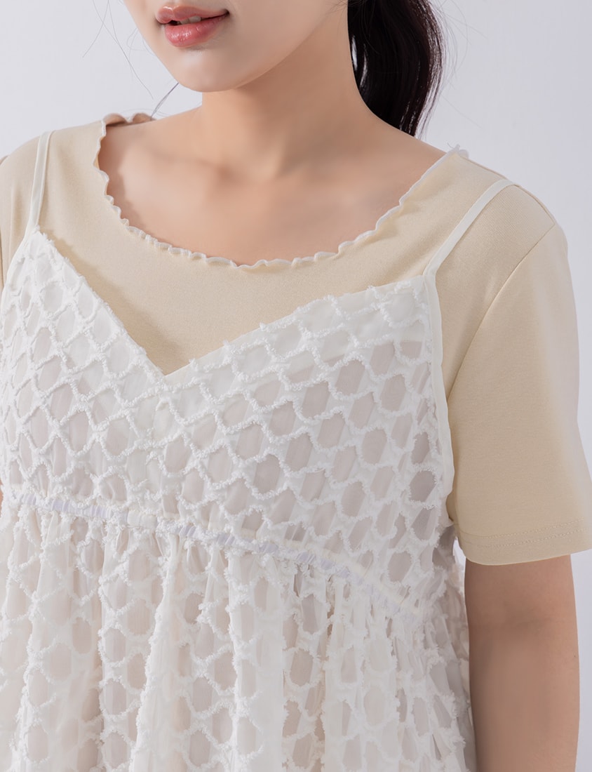 Two-Piece Japanese-Style Color-Block Plus Size Top Set