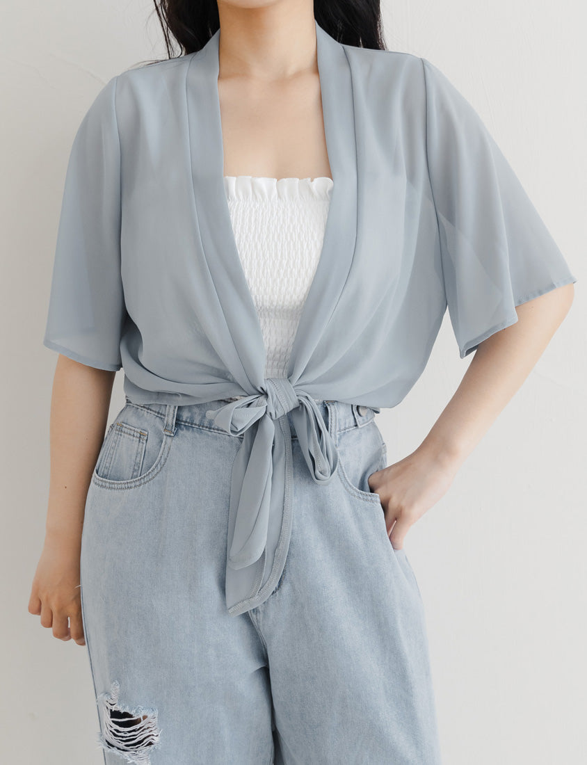 Summer Multicolor Sheer Tie-Front Plus Size Cover-Up