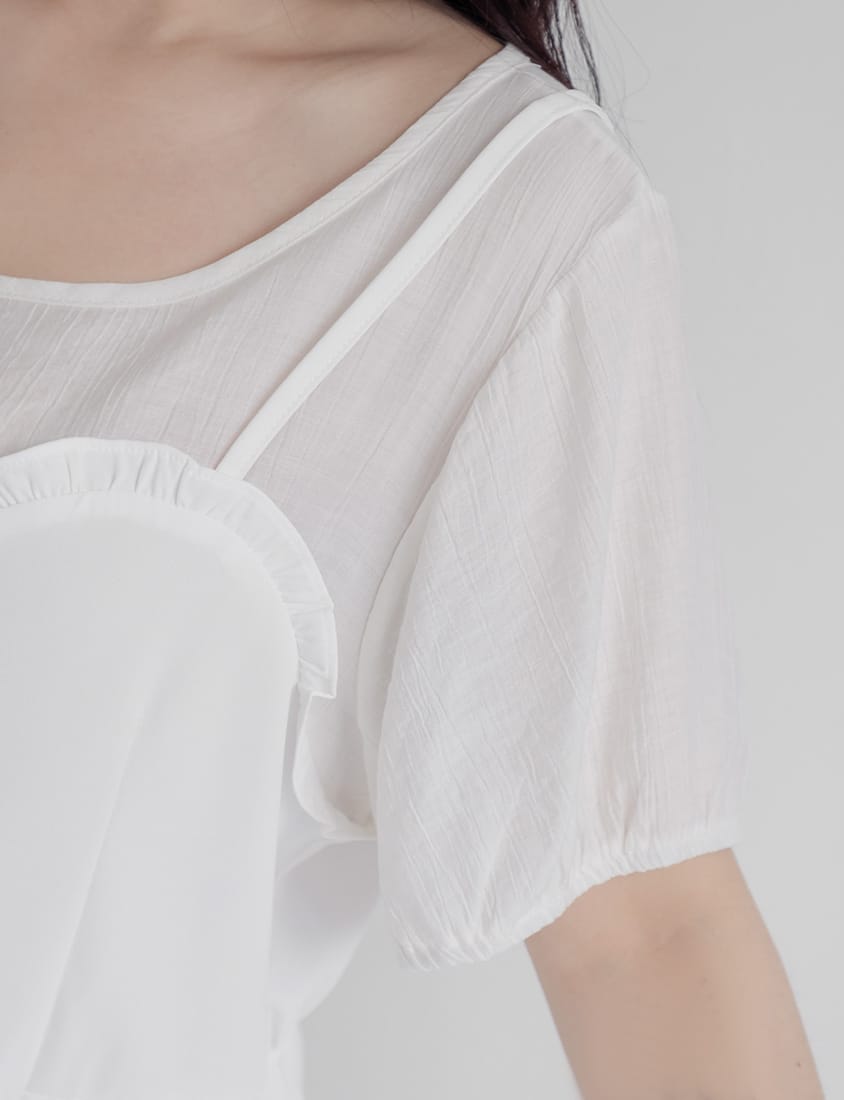 Faux Two-Piece Ruffle-Trim Layered-Look Plus Size Peplum Blouse