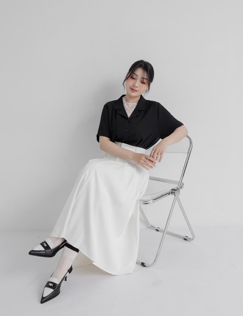 MISS. Wrinkle-Resistant Tummy Flattering with Back Elastic Plus Size Tailored Maxi Skirt