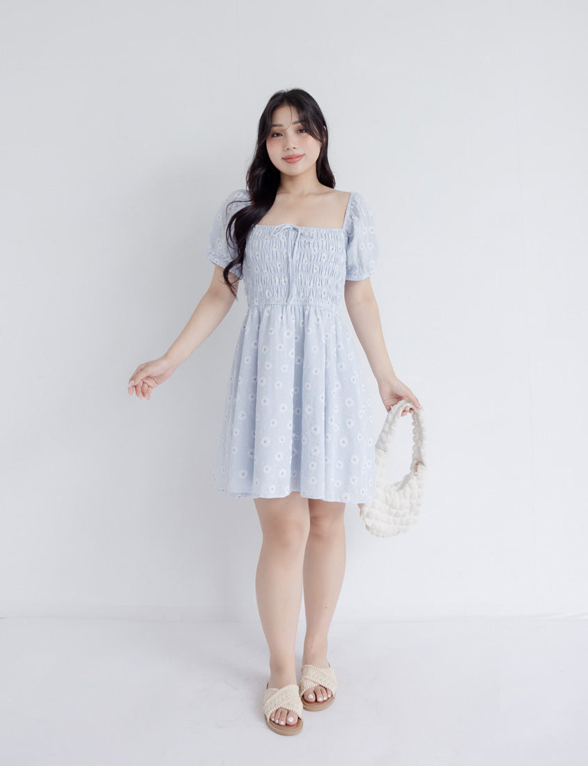 Cottagecore Two Way Floral Puff Sleeve Plus Size Mini Dress