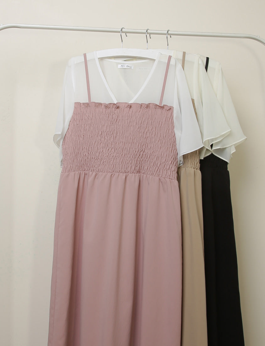 MISS. Faux Two-Piece Sheer Elastic Strap Plus Size Dress