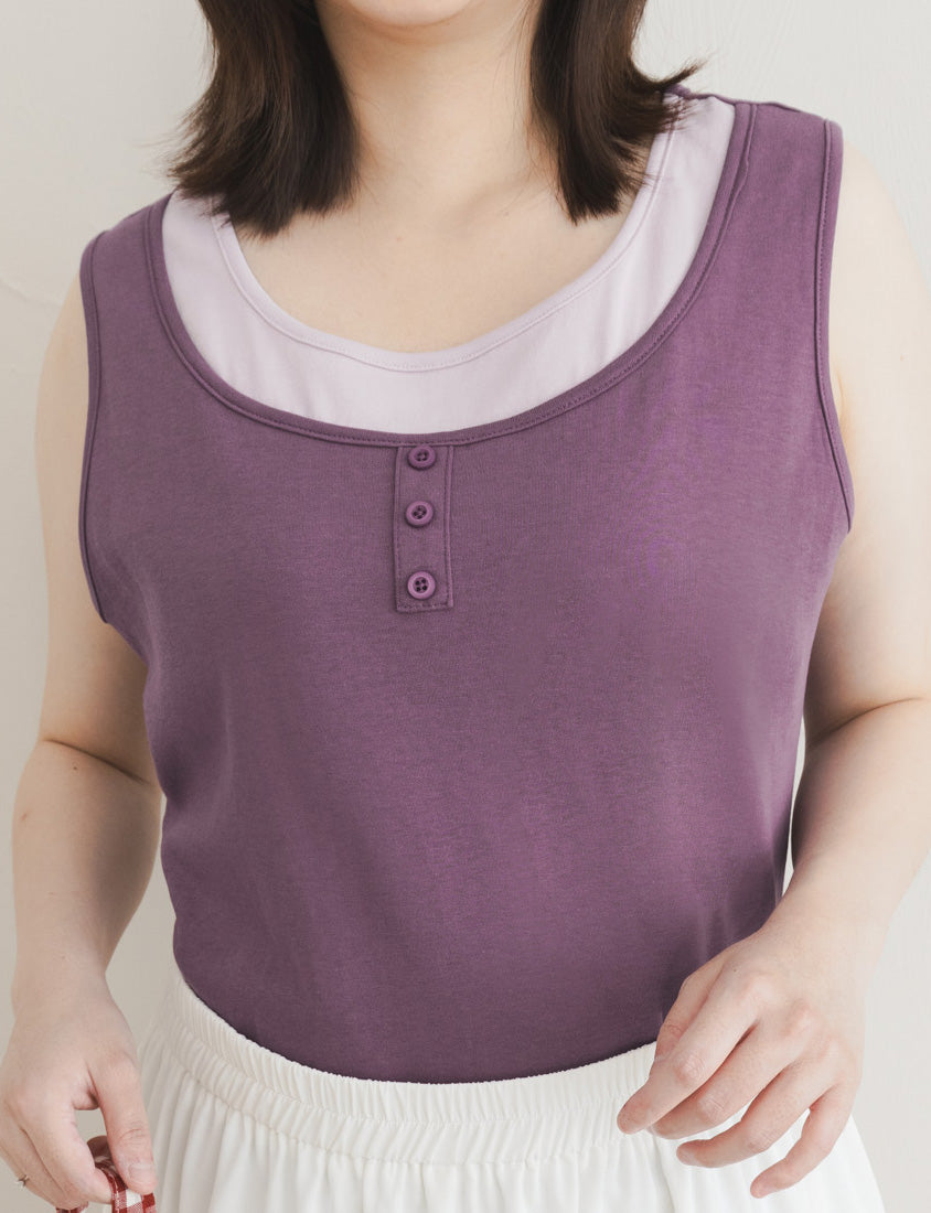 Versatile Faux Two Piece Button Front Plus Size Vest