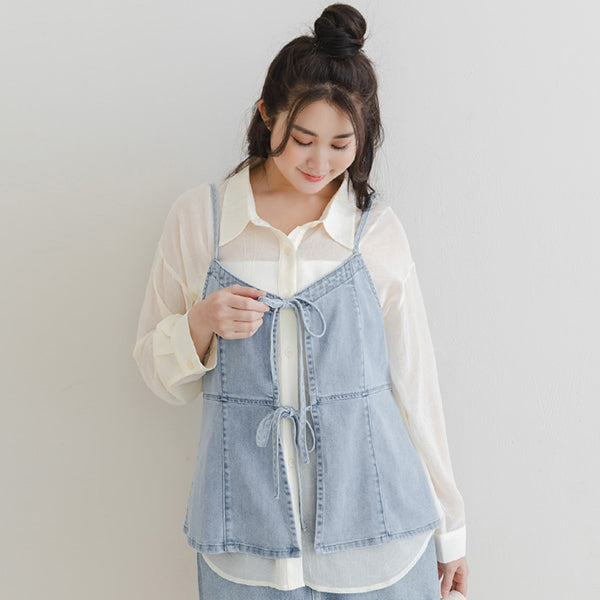 Reversible Silky Denim Plus Size Vest
