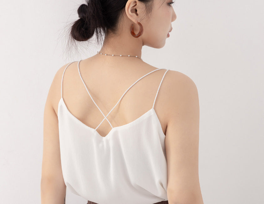 MISS. Elegant Textured Open-Back Plus Size Chiffon Camisole
