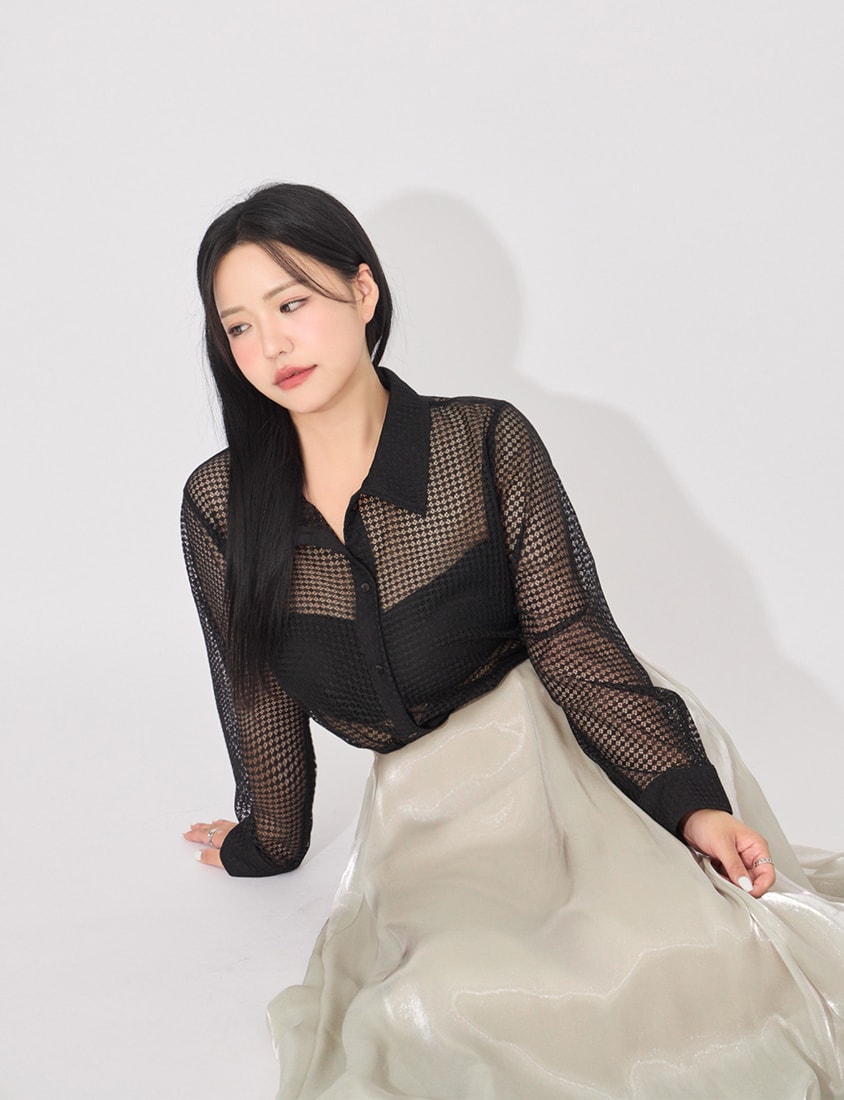 MORE U Textured Geometric Cut-Out Plus Size Shirt