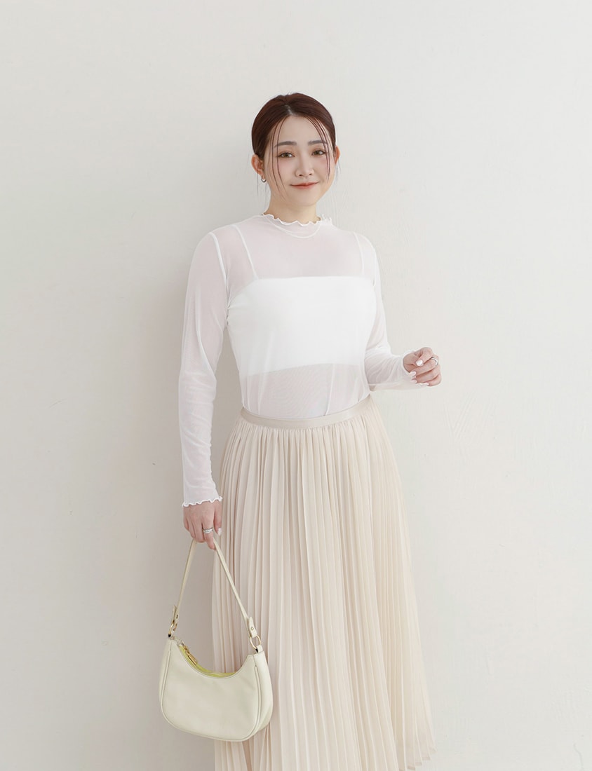 MISS. Multicolor Stretch Sheer Lettuce-Edge Plus Size Top