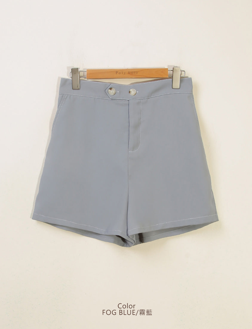 Color-Block Stitching Waistband Twill Plus Size Shorts