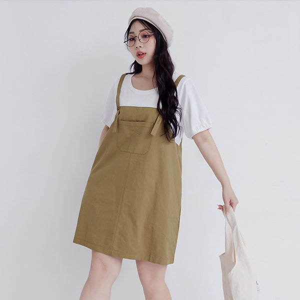 Classic Faux Two-Piece Strap Plus Size Dress