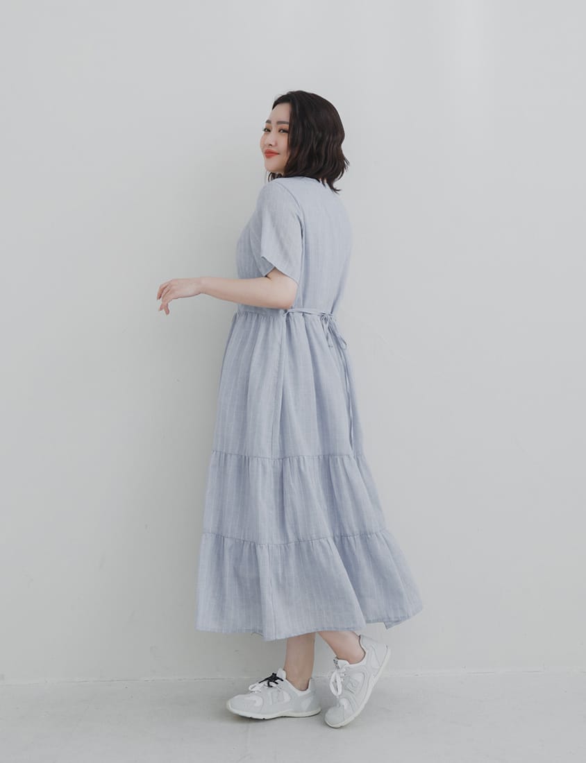 Boho Jacquard Embroidered Plus-Size Maxi Dress (with Waist Tie)