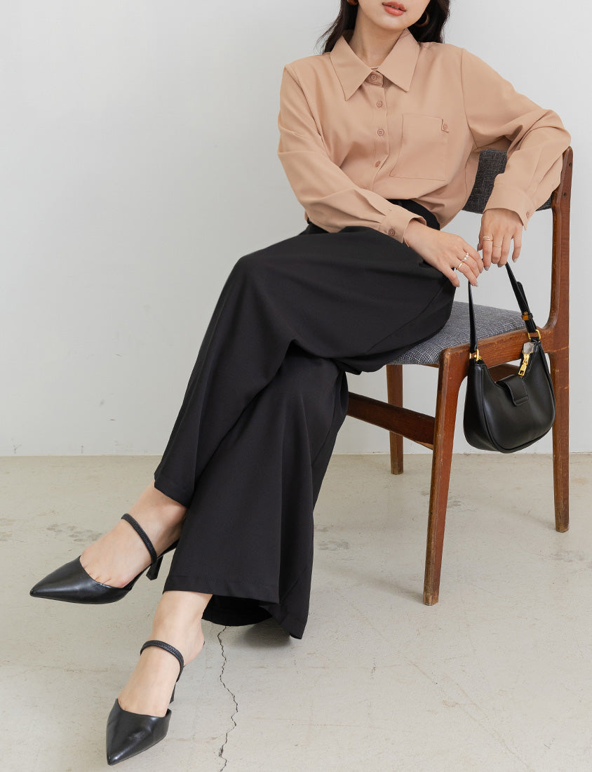 MISS. Wrinkle-Resistant High Waist A-Line Plus Size Tailored Wide Pants