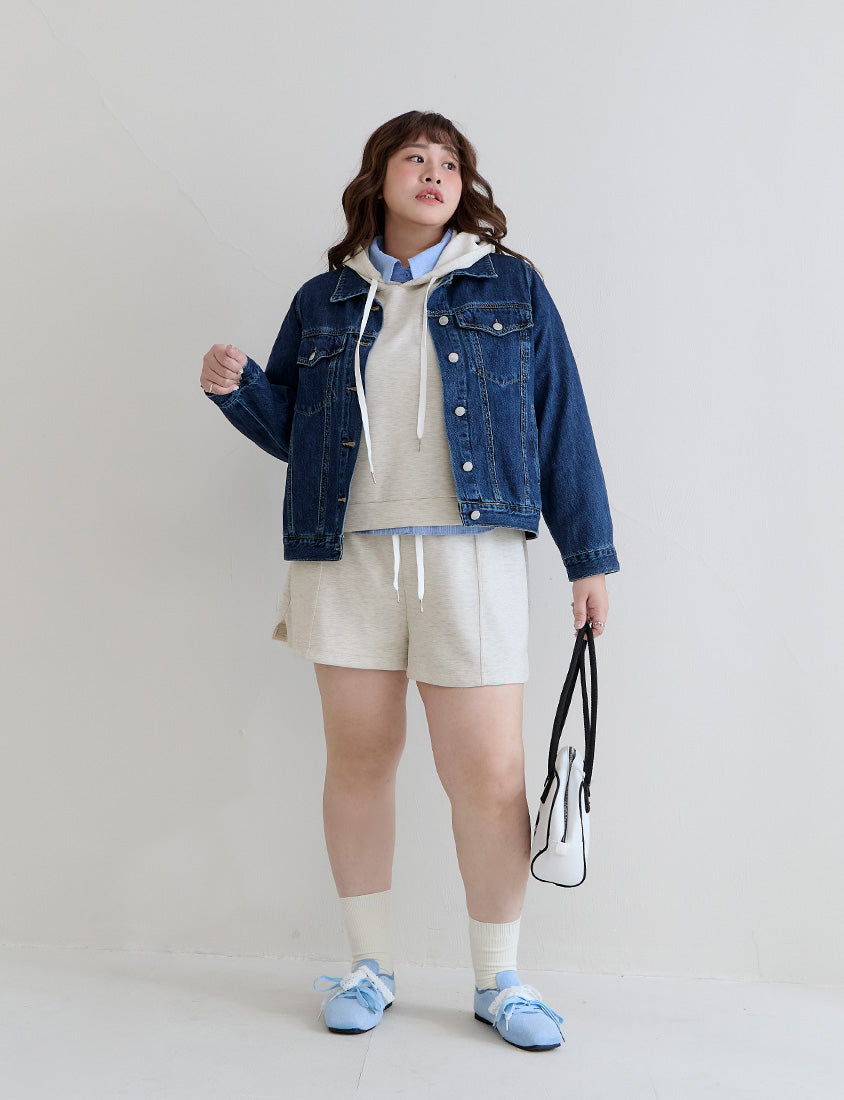 Cloud Cotton Multi-Color Cropped Plus Size Hoodie