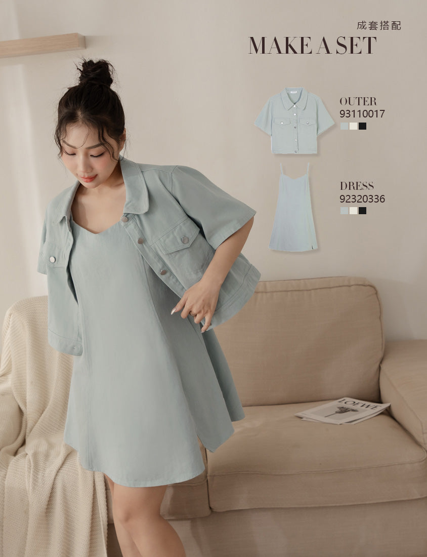 Korean Style Twill Button-Down Plus Size Short Sleeve Jacket