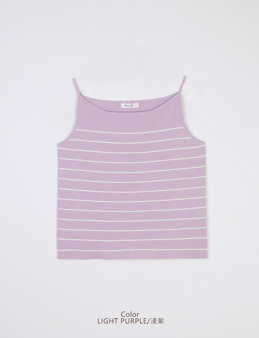 MISS. Versatile Soft Skin Stripe Knit Plus Size Tank Top