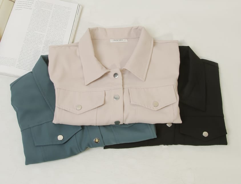 Curved Hem Stitched Plus Size Cuffed Shirt