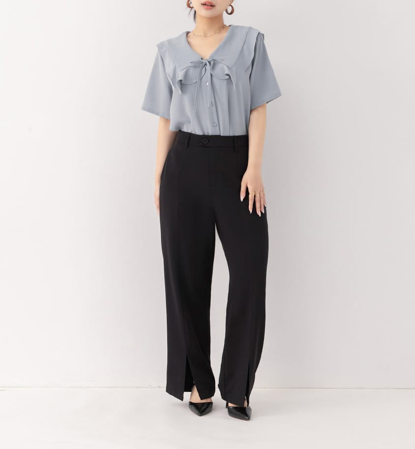 MISS. Silky Cool Slit Slim Fit Plus Size Tailored Pants