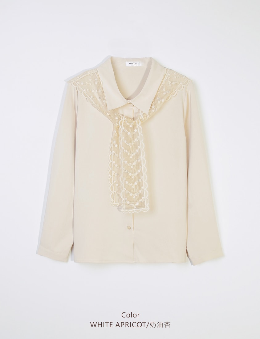 MISS. Two Piece Korean Style Lace Chiffon Plus Size Blouse (With Shawl)