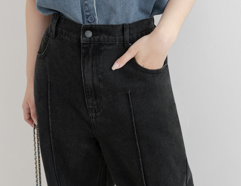 3D Seamed Plus Size Wide Straight Leg Jeans