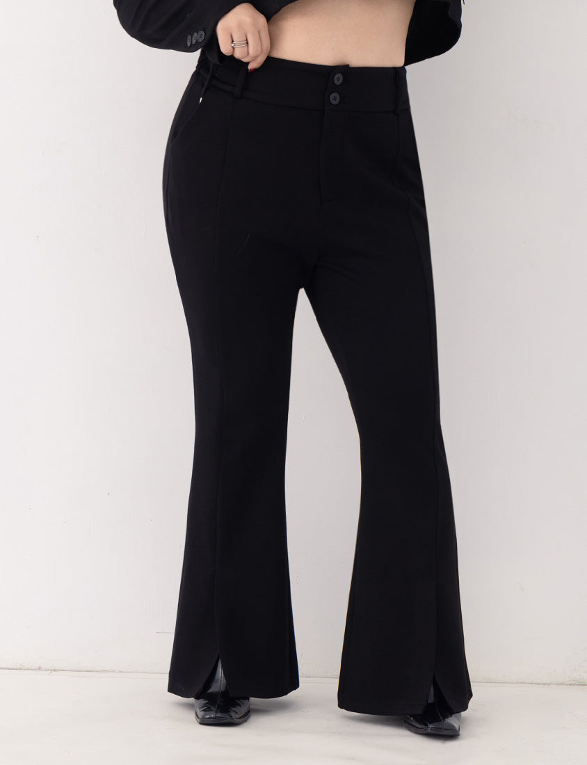 MUA! Sexy Space Cotton Front Slit Plus Size Flare Pants