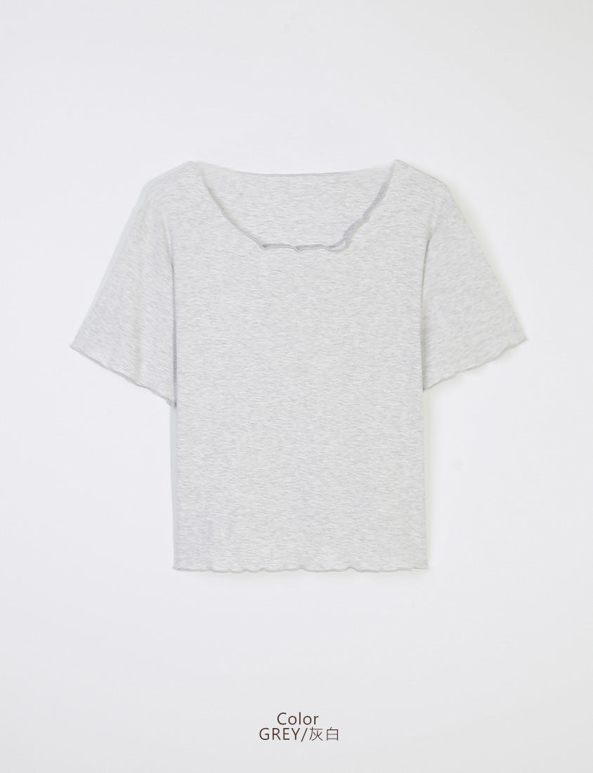 MISS. Versatile Wavy Edge Textured Plus Size Ribbed Top