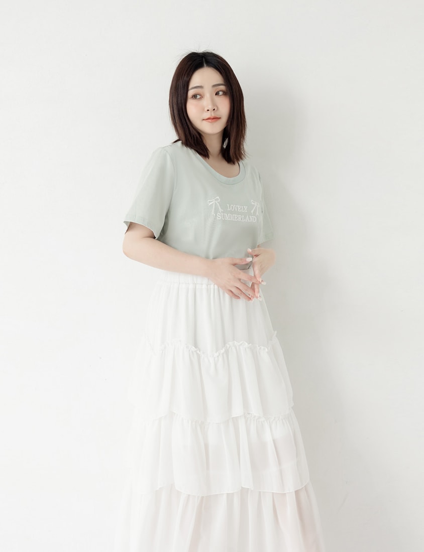 Sweet Bow Embroidery Plus Size Tee