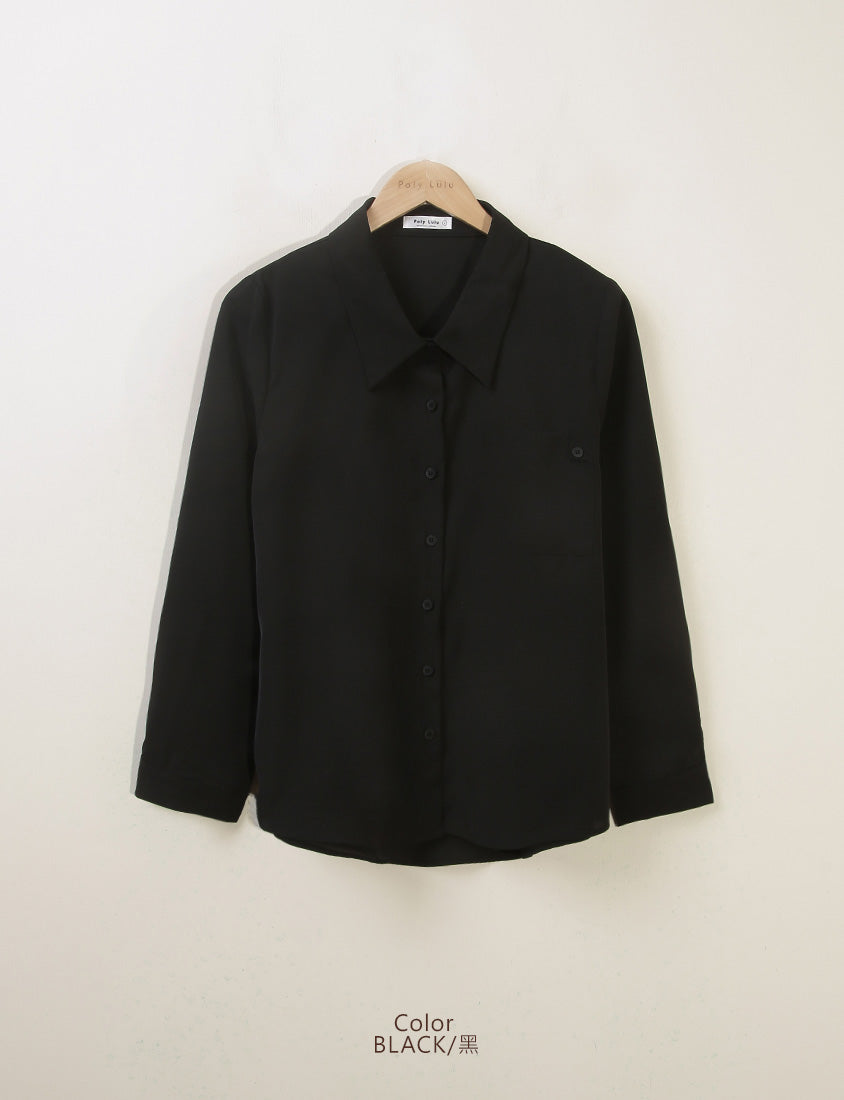 MISS. Wrinkle-Resistant Textured Multicolor Pocket Plus Size Shirt