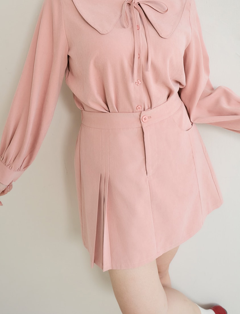 Asymmetrical Pleated Elastic Back Waist Twill Plus Size Mini Skirt