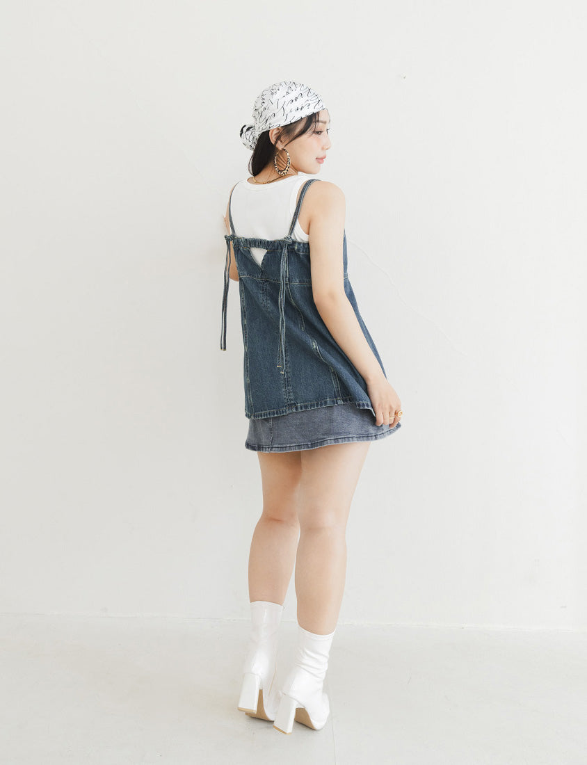 MUA! Distressed Zip-Up Convertible Plus Size Denim Vest