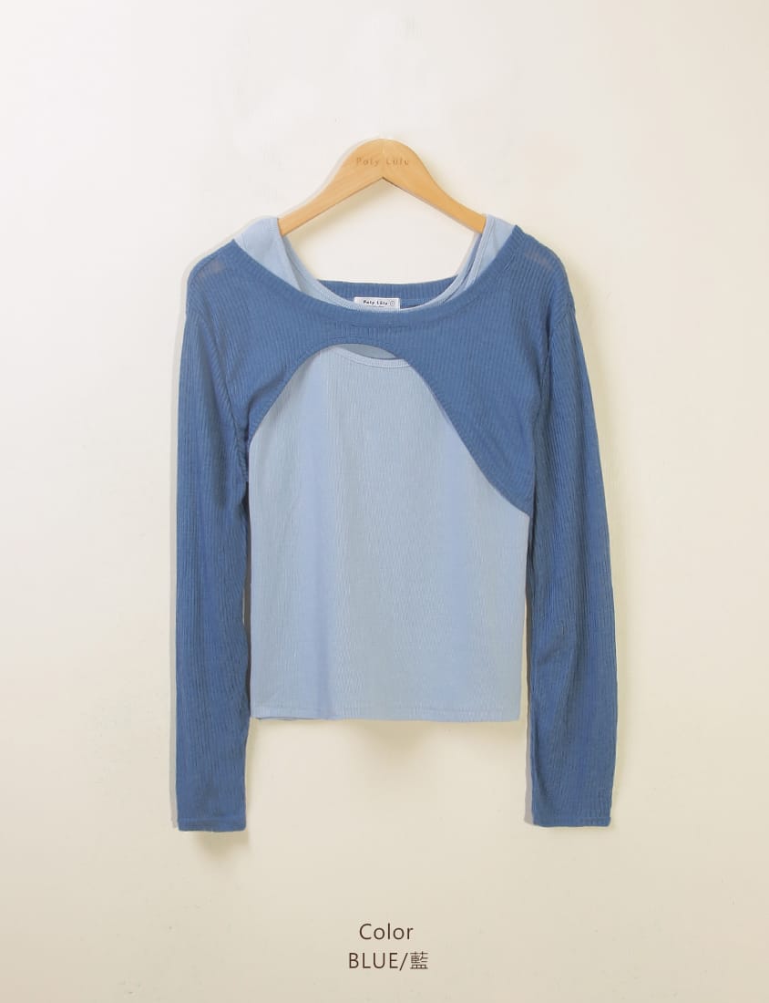 MUA! Layered Ribbed Contrast Plus Size Top