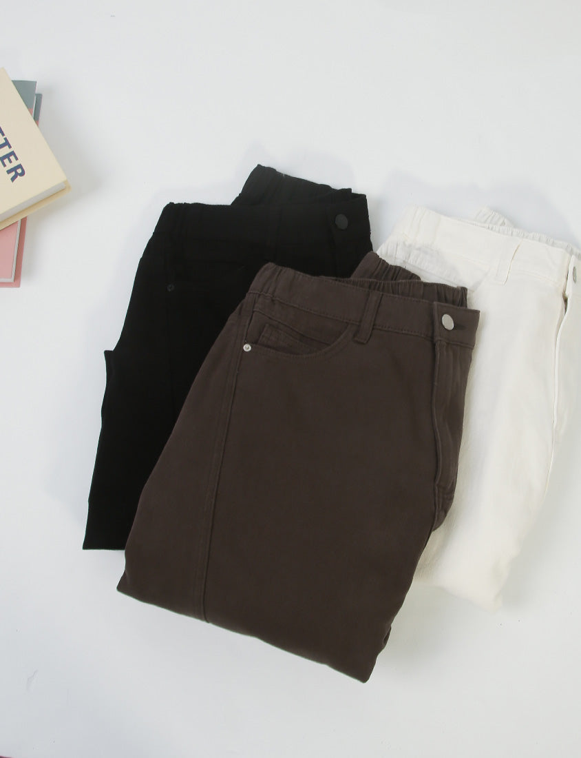 Everyday Versatile Twill Plus Size Straight-Leg Wide Pants