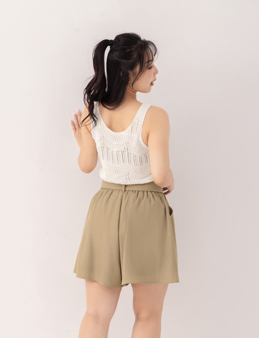 Floral Ruffled Elastic Waist Flowy Plus Size Mini Skort  (With Waist Tie)