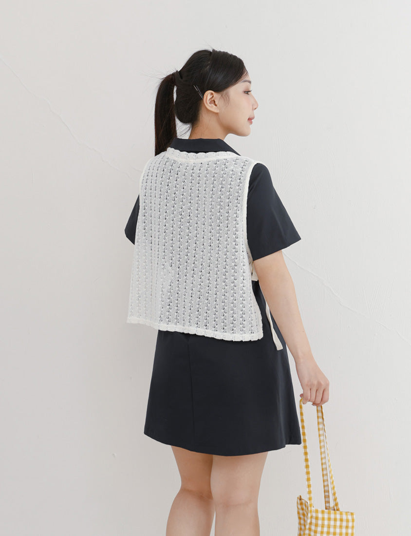Layered Essential Crochet Tie Plus Size Vest