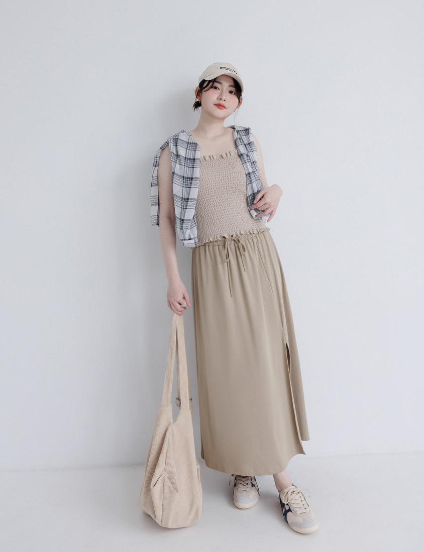 Silky Cool Liquid Touch Cotton Slit Plus Size Maxi Skirt