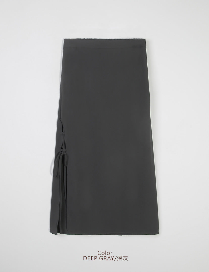 MUA! Hot Side Tie Elastic Back Waist Plus Size Maxi Skirt (with Belt)
