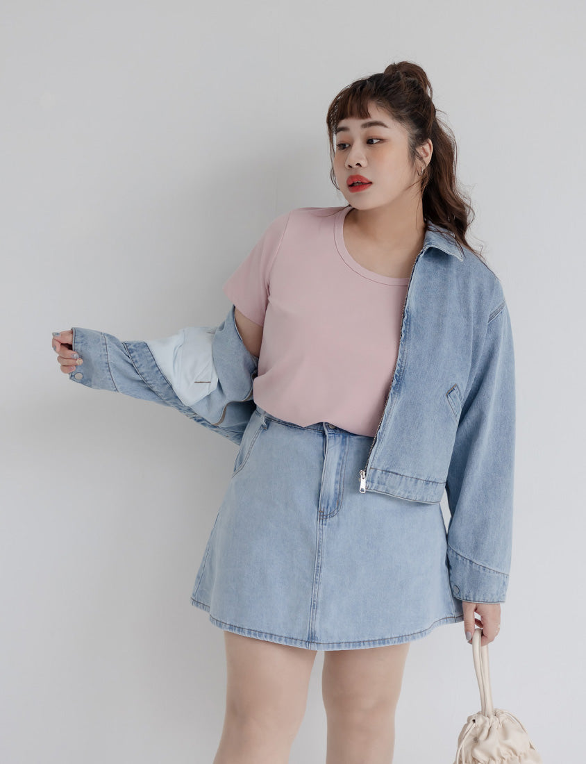U-Neck Multicolor Plus Size Comfy Slim Tee