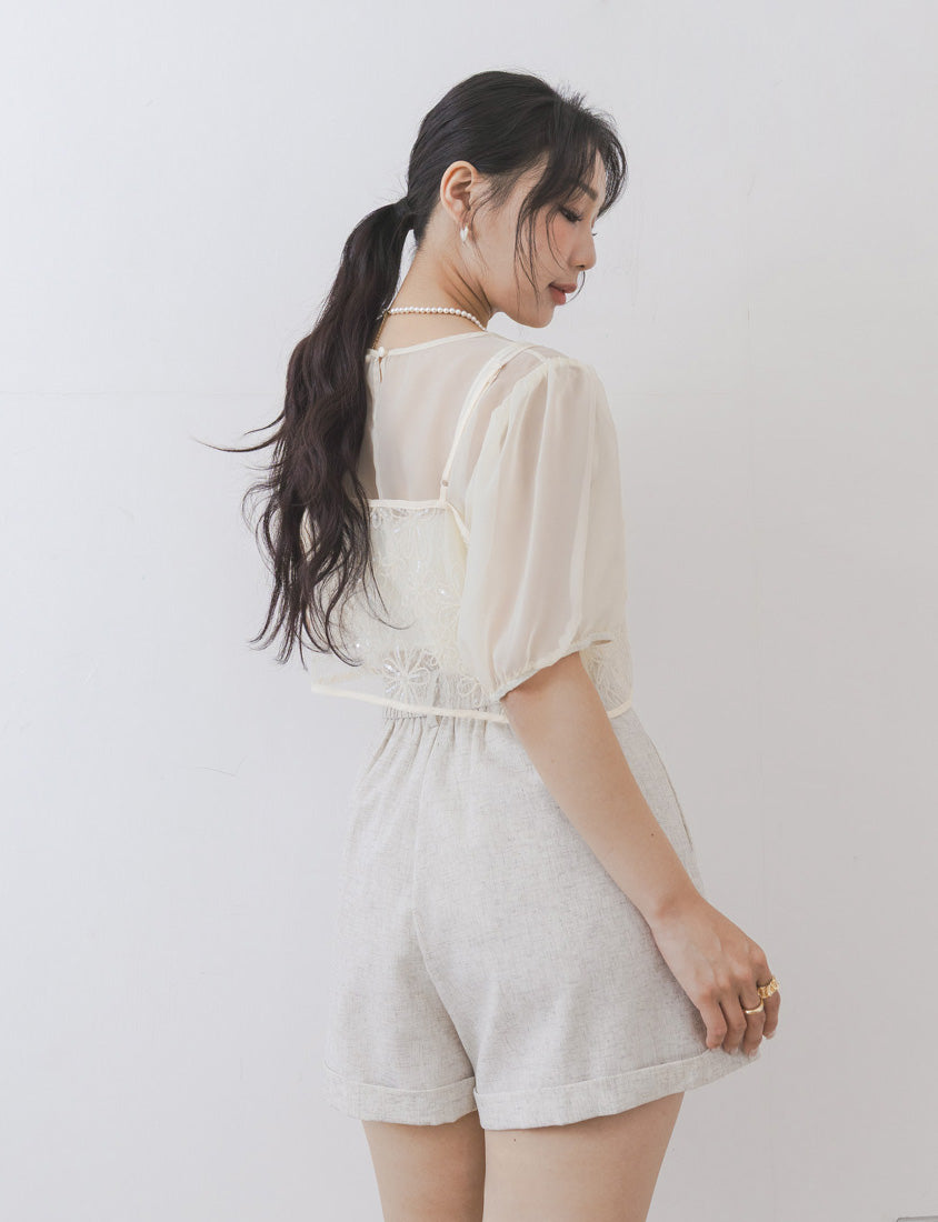 MISS. Wrinkle-Resistant Skin-Friendly Linen Cuffed Plus Size Shorts