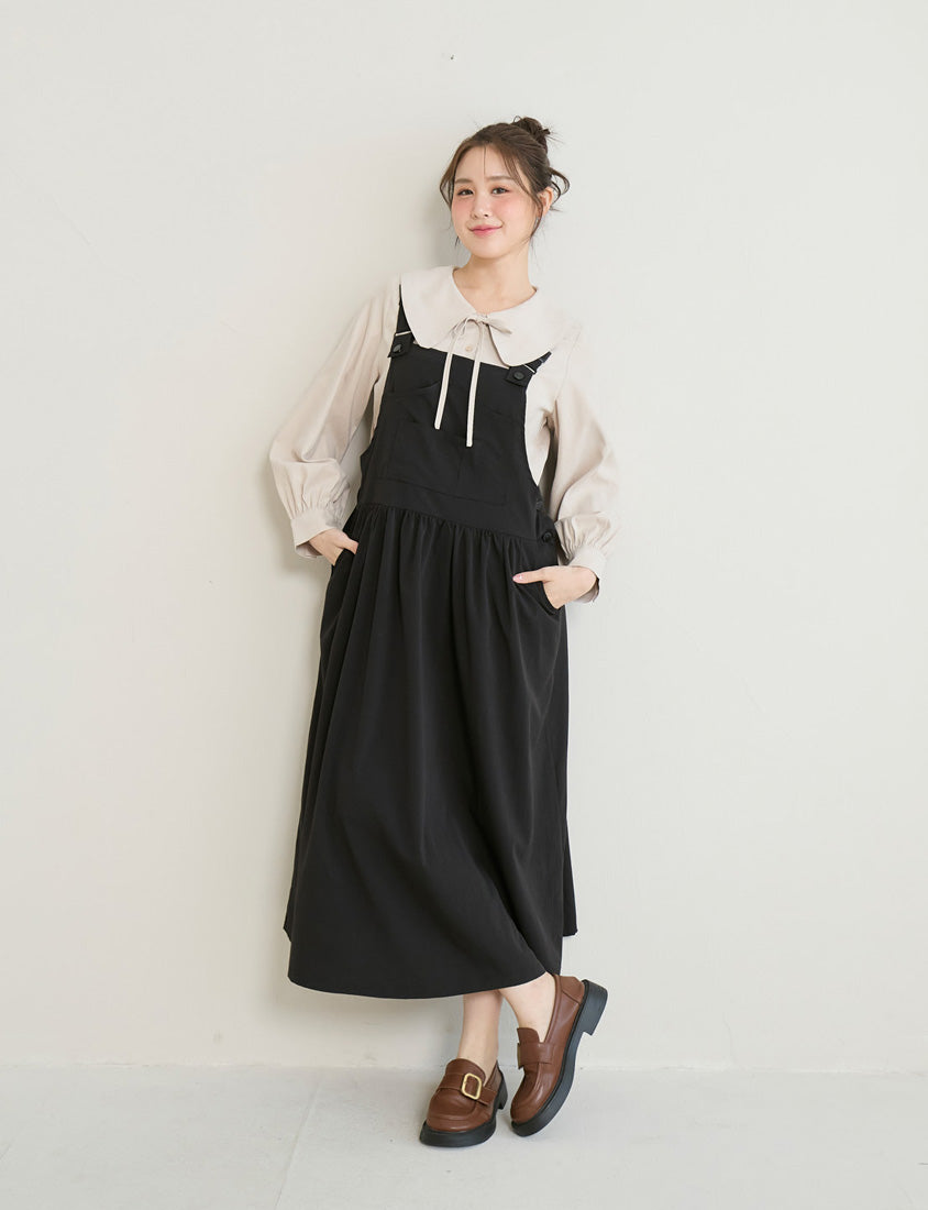 Adjustable Crinkled Utility Pockets Plus Size Cami Dress