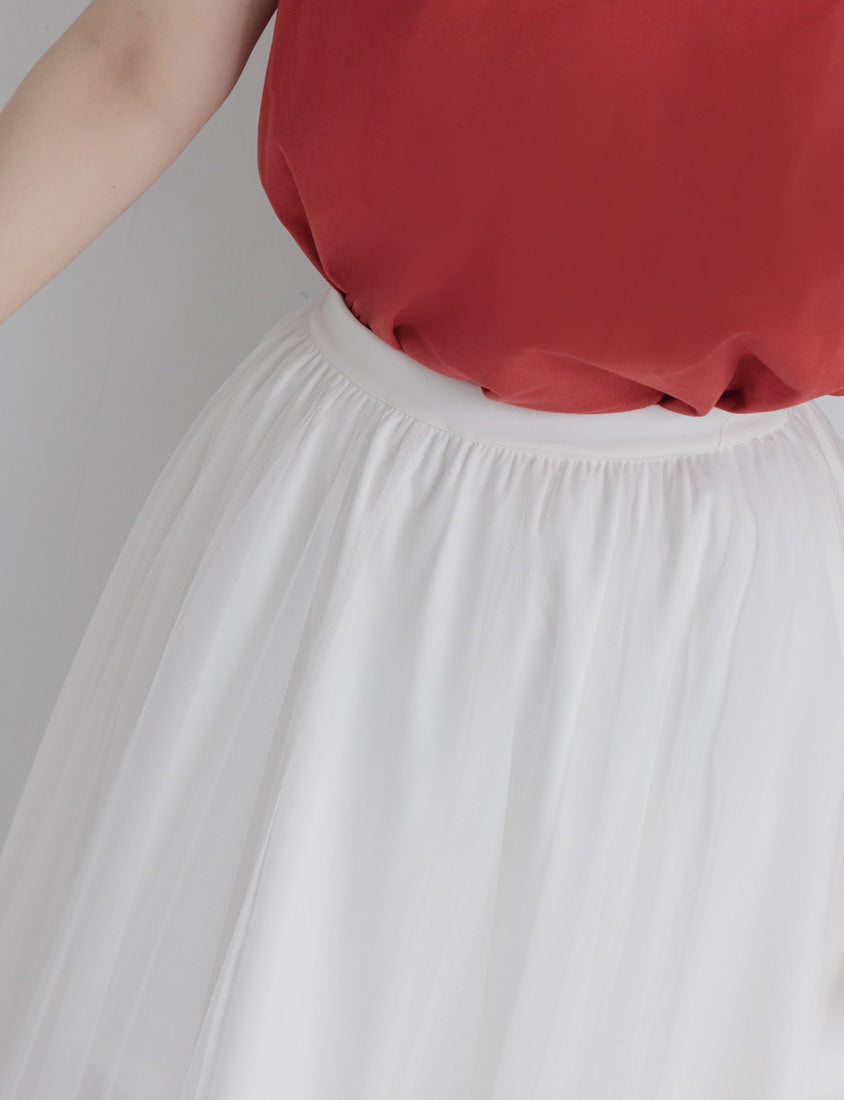 Romantic Layered Flowing Elastic Waist Plus Size Tulle Skirt