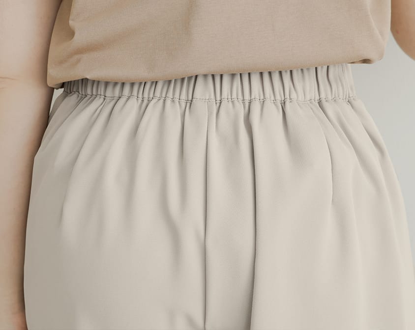 Color-Block Stitching Waistband Twill Plus Size Shorts