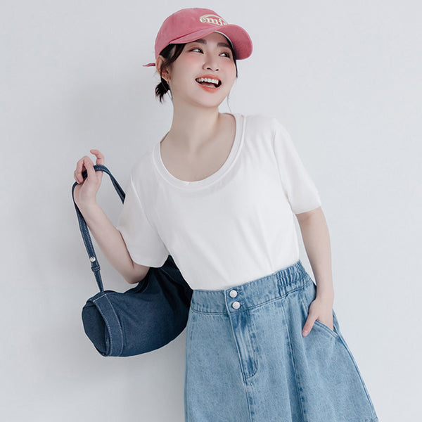 Silky Cool Liquid Touch Cotton Short Sleeve Plus Size Tee