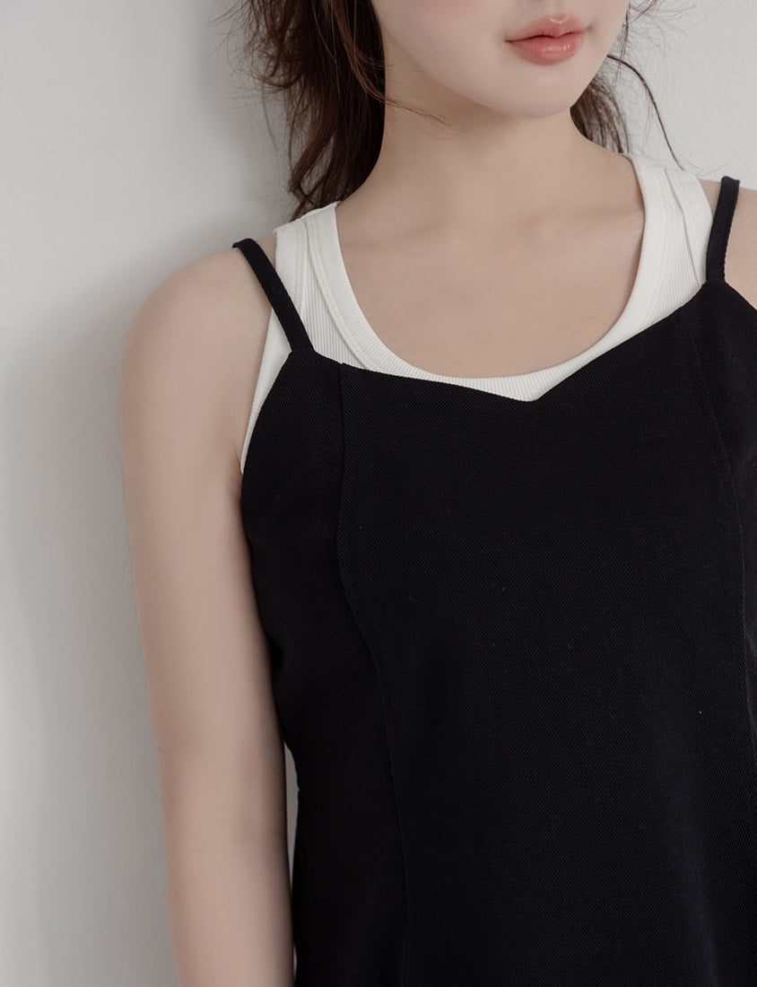 Sweetheart Neck Twill Cami Plus Size Mini Dress
